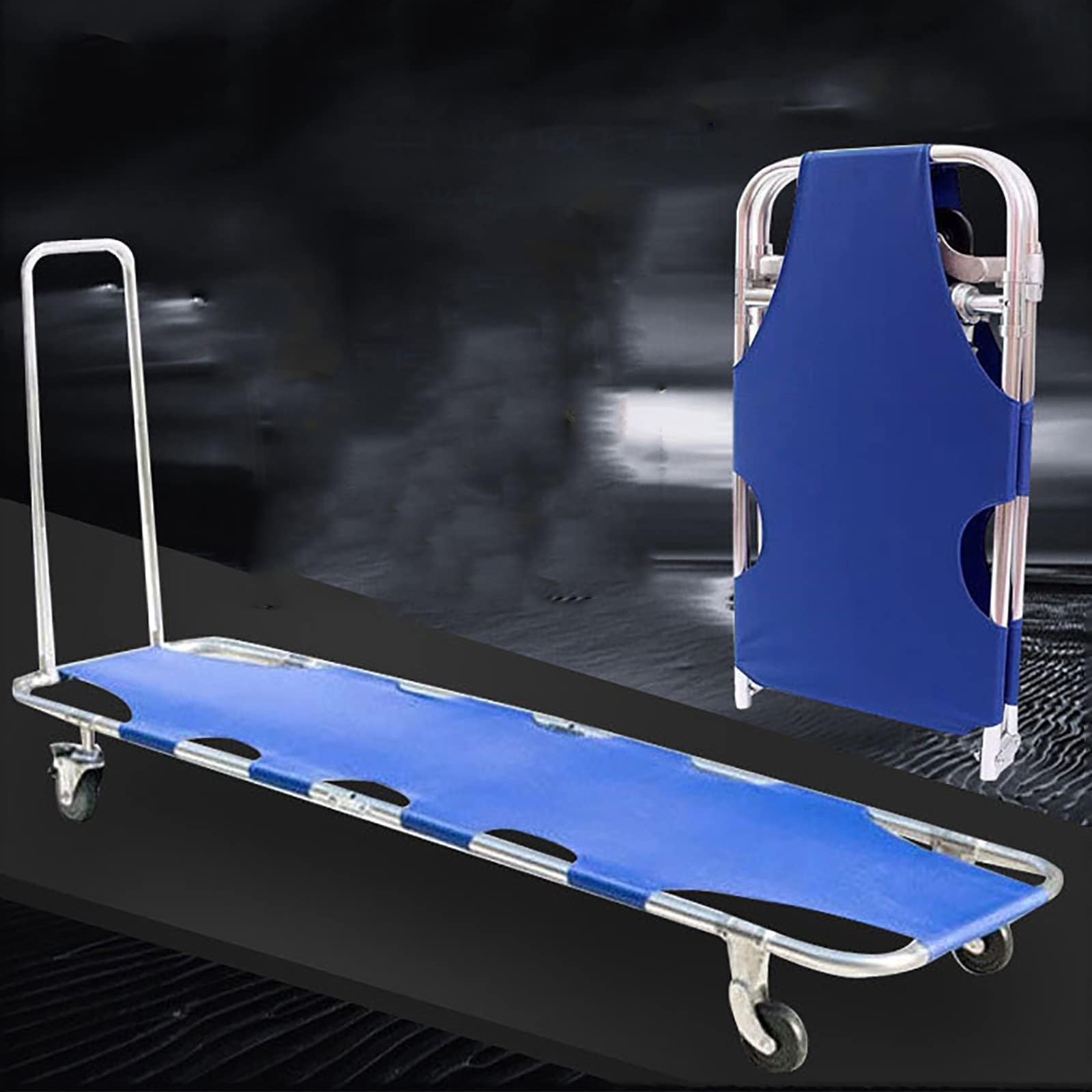 Civière Médicale Civière pliable, civière médicale, civière d'urgence avec 4 roues et ceinture de sécurité, civières et brancards, civière d'ambulance, capacité de charge de 220 lb