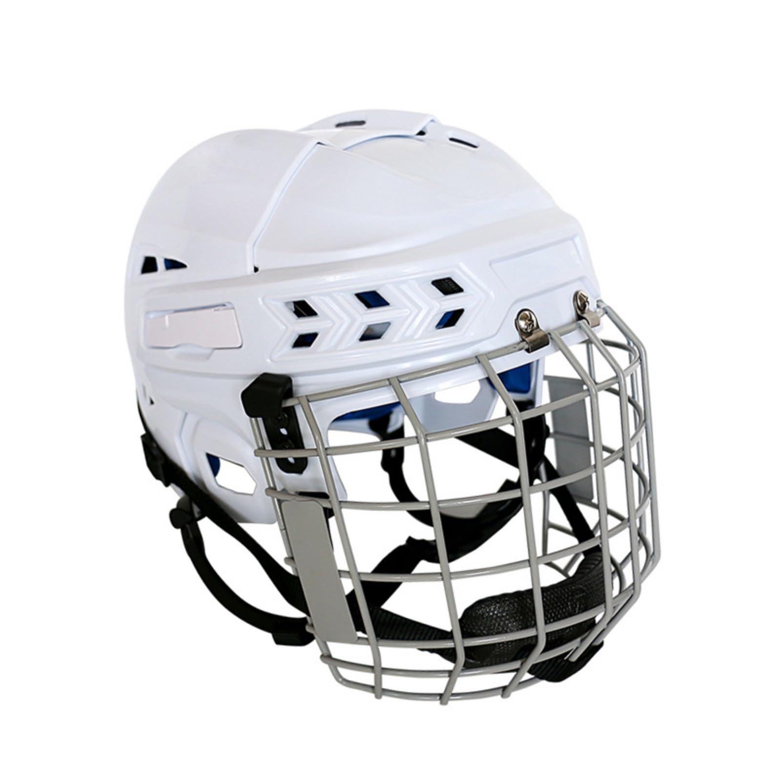 Casque de Sport avec Grille Faciale Casque Intégral Casque de Hockey Protège-tête Structure à Coque Lisse Absorbant Les Chocs avec Coussinets EVA et