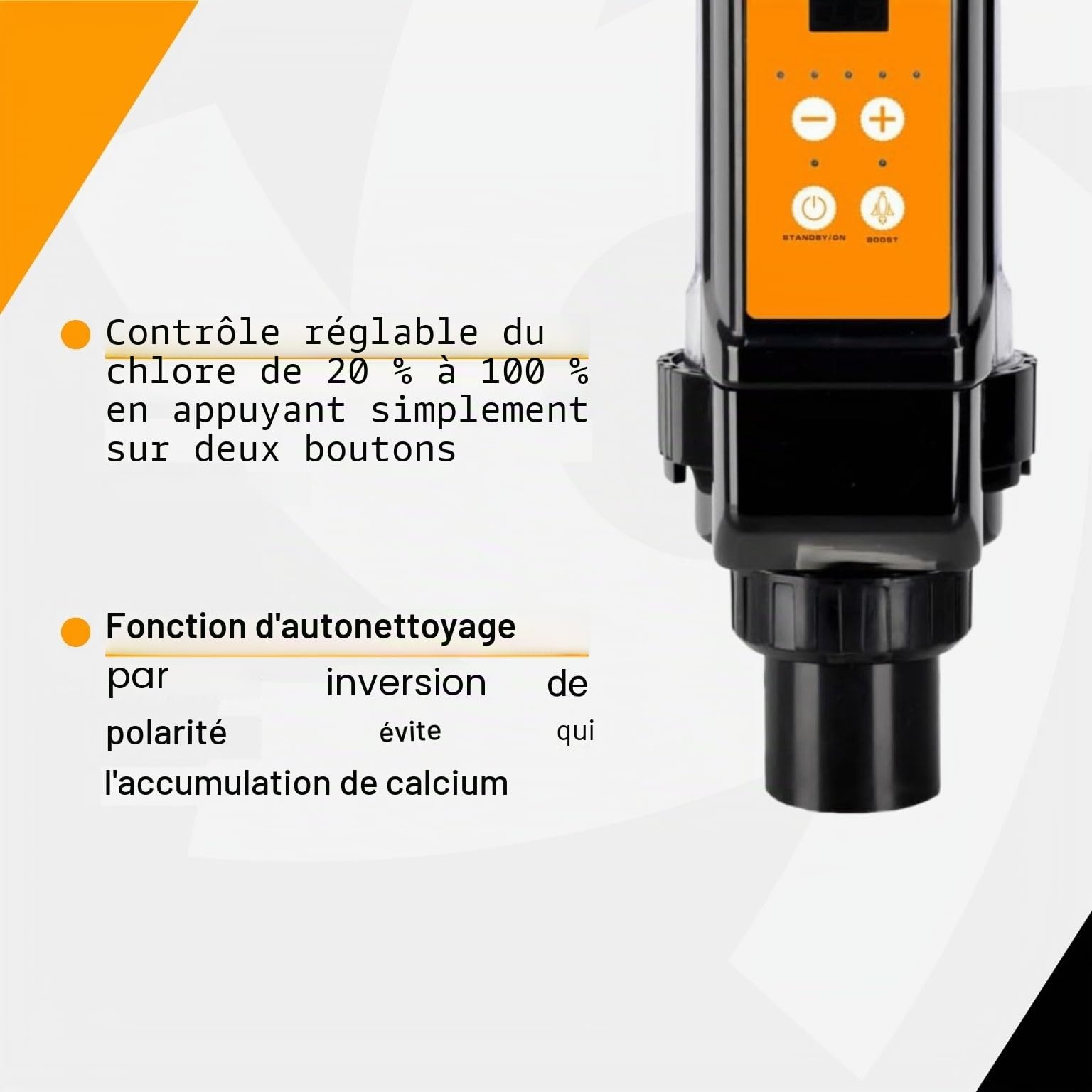 ESPA LEADER Chlorateur salin 20 g doseur Chlore par électrolyse Saline | Pour piscines jusqu'à 85 m³, production de chlore 20 g/h, auto-nettoyage par inversion de polarité, fonction de mémoire