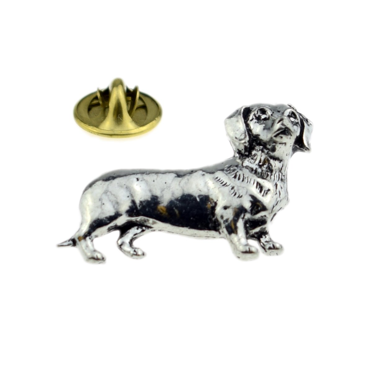 Gtr Silver D12 Dachshund Dog Pewter Lapel Pin Badge Xtspbd12