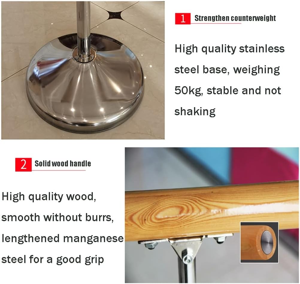 Ballet Barre Stick Dance Ballet Bar, Portable Freestanding Ballet Bar, Height Adjustable 80-120Cm Heavy Duty Dance Stretching Balance Ballet Barre ()