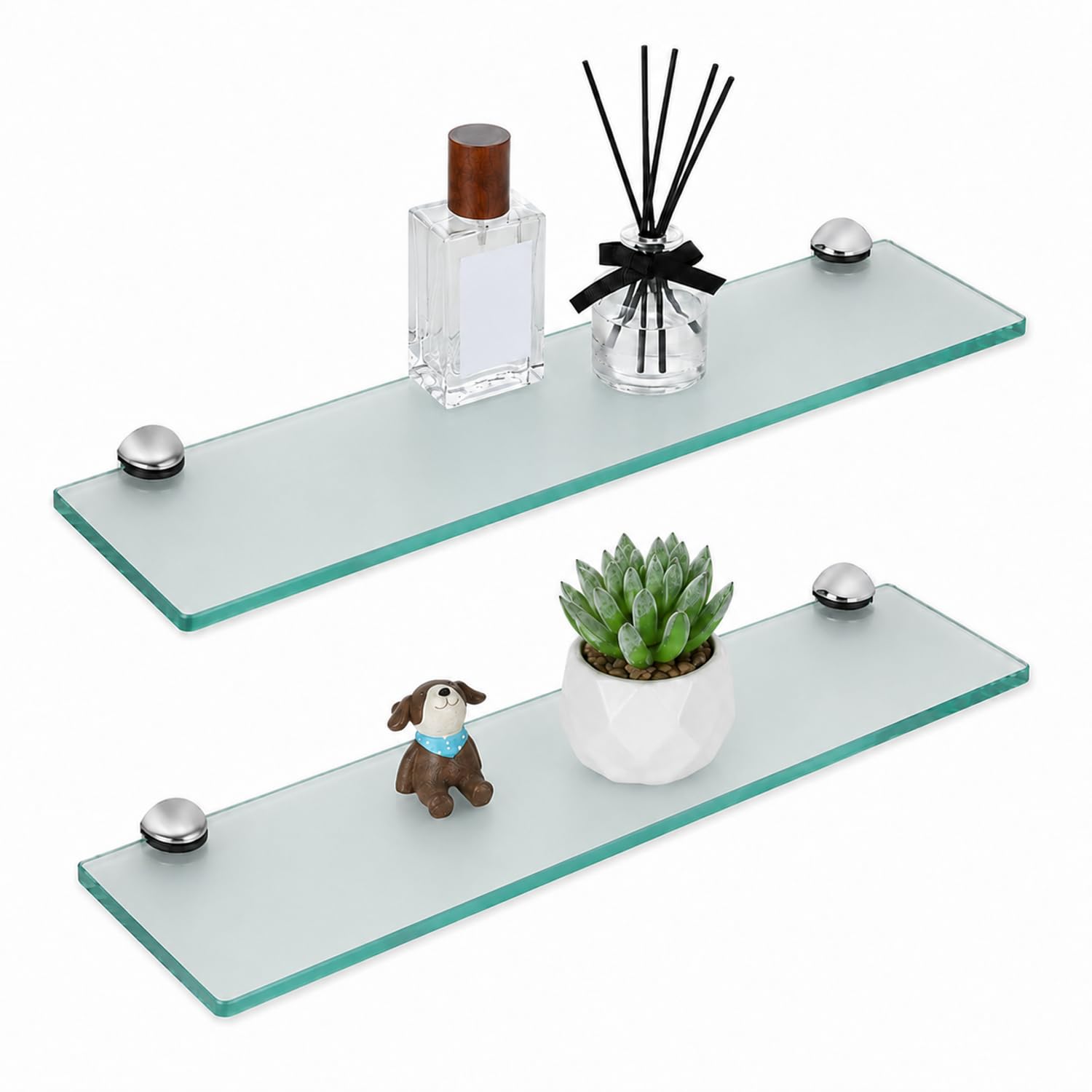 Szklana półka łazienkowa 8 mm 2 szt. matowe szkło hartowane 40 x 10 cm