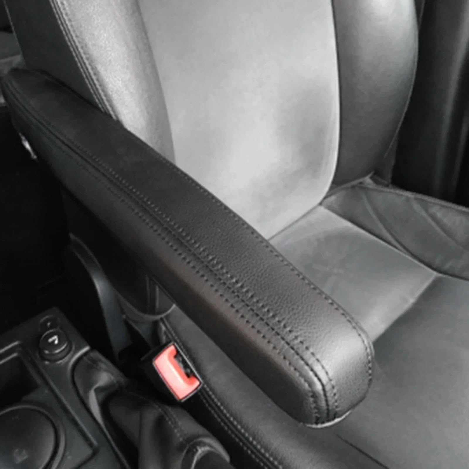 Cojín de Apoyabrazos Coche para Land Rover Freelander 2 2007-2015, Funda Reposabrazos Almohadilla Consola Central Impermeable Accesorios,Black