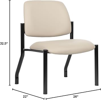 Boss Armless Guest Chair, 400 lb. Weight Capacity, Beige
