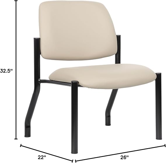 Boss Armless Guest Chair, 400 lb. Weight Capacity, Beige