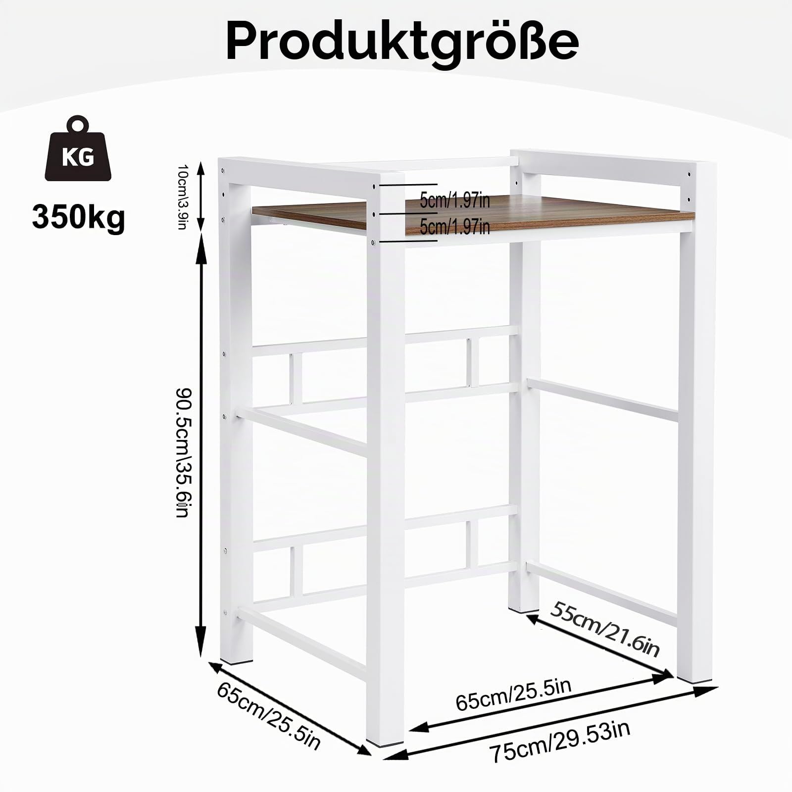 Waschmaschinenregal, Regal fur Waschmaschine undTrockne, Waschmaschinenschrank mit 3 EinstellbarenHohenverstellbarer, Waschmaschine trocknerschrank,Tragfahigkeit 350 kg. (WeiB)