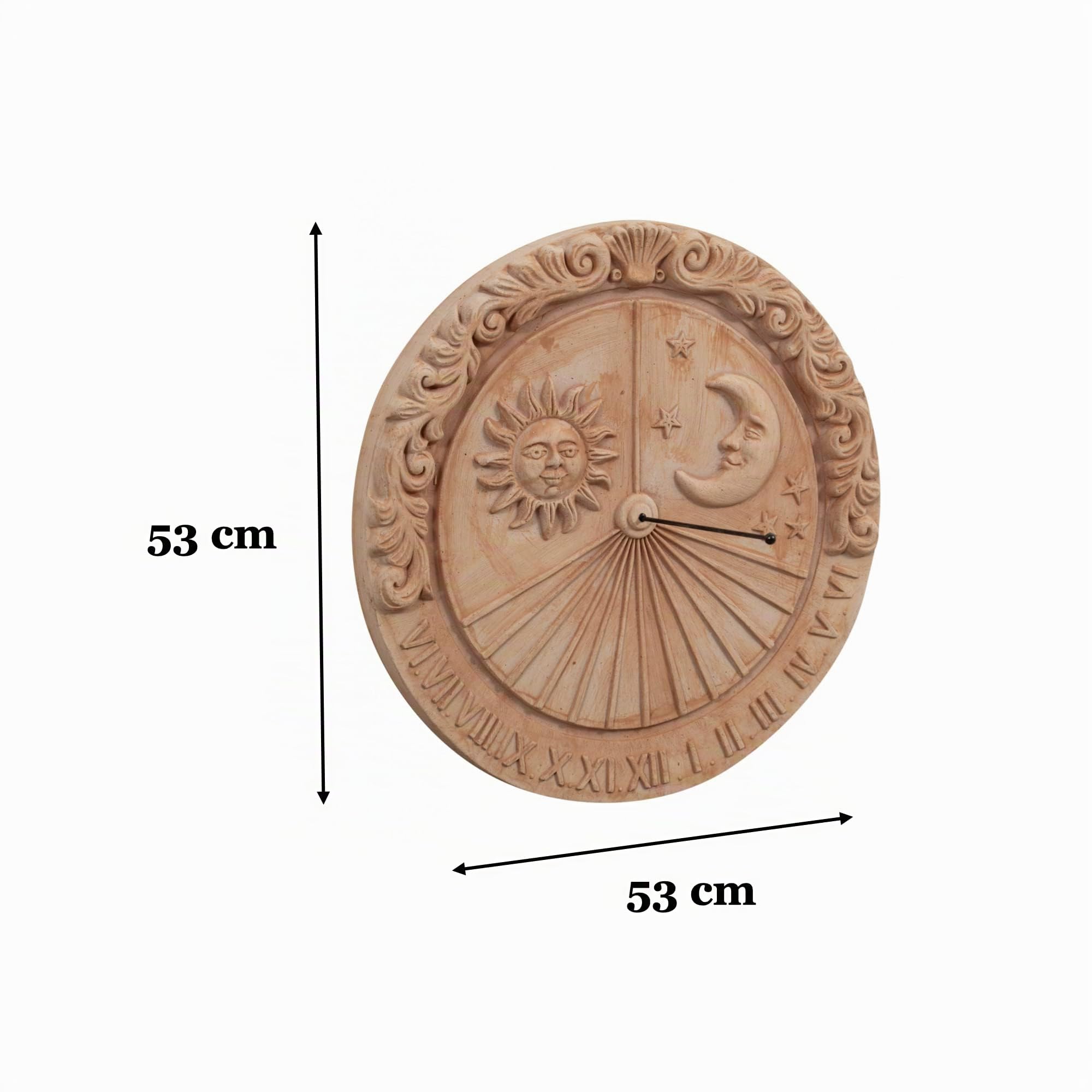 Cadran Solaire en Terre Cuite L53xPR6xH53 Méridienne pour Balcon Boussole Jardin Jardinieres Exterieur