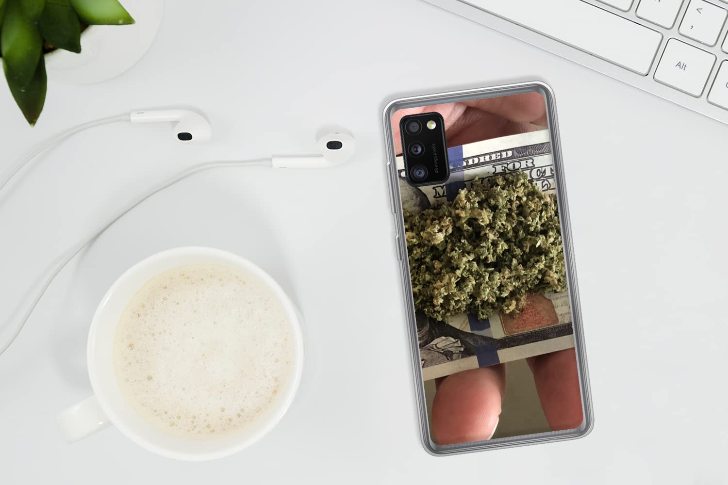 Funda para Samsung Galaxy A41 - Marihuana en un Billete de 100 dólares - Funda de Silicona/Funda Blanda para teléfono móvil
