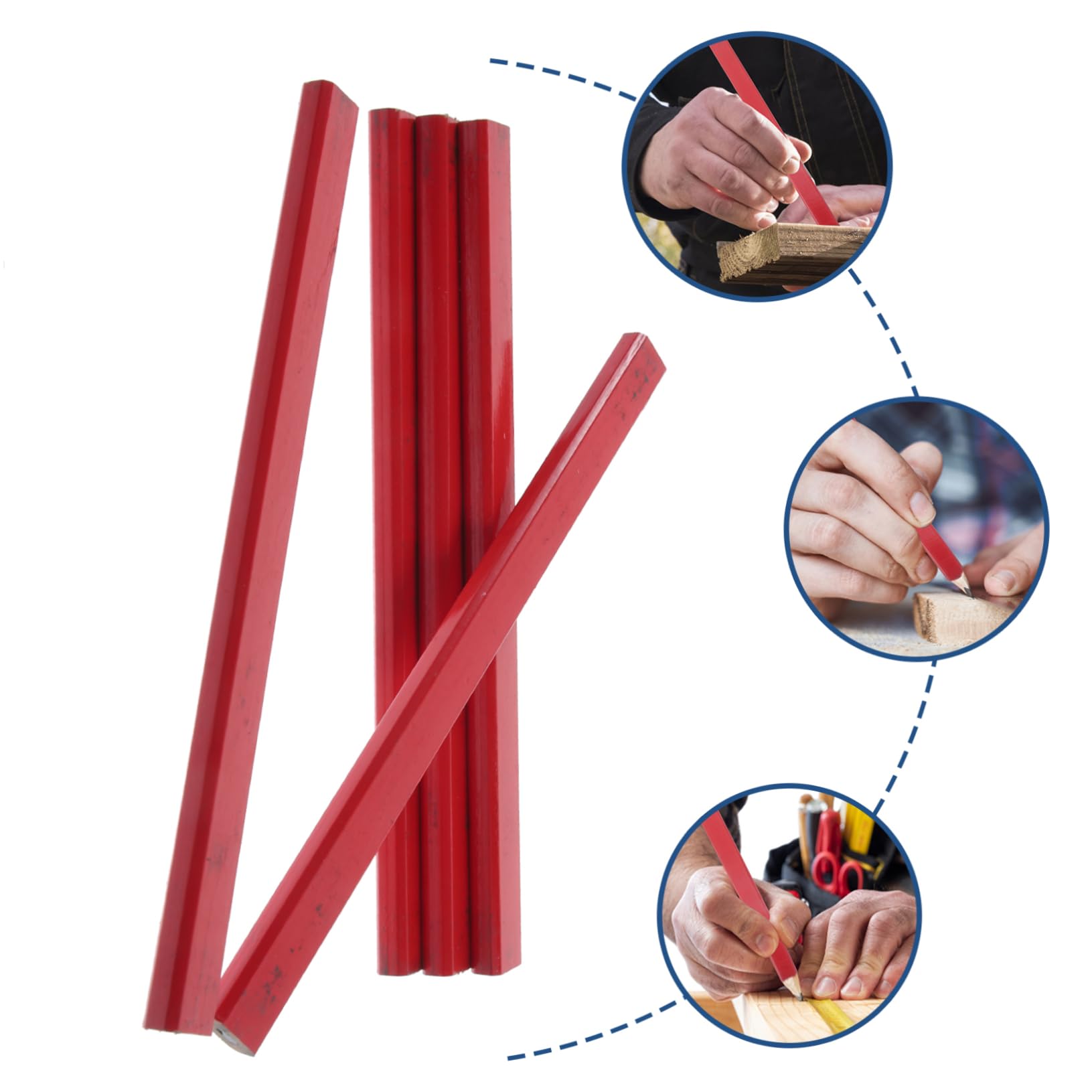 EXCEART 4 Set Matite Da Costruzione Lavoro Disegno Massa Lavorazione Del Legno Falegname Solido Costruttori Matita Sfusa Schizzo Rosso Di Legno 20 Pezzi*4