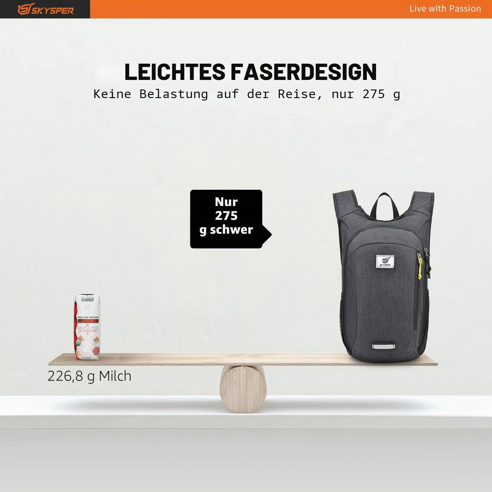 SKYSPER 10L Faltbarer Rucksack Ultraleicht Tagesrucksack Wasserfest Daypack Reiserucksack Wanderrucksack für Wandern Reisen Städtetrips