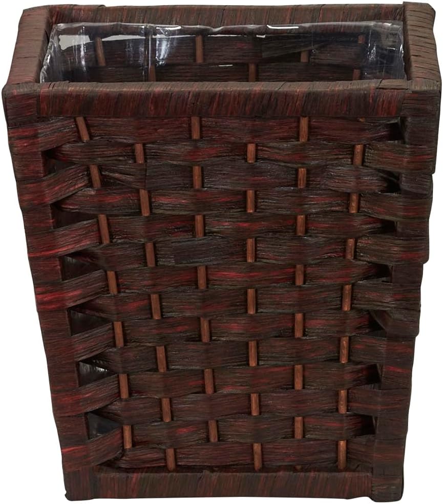 Household Essentials Woven Waste Basket, 3 Gallons, HandWoven Paper Rope with Removable Plastic Liner, Durable Wood Frame, Wide and Open Top for Easy Access, Decorative, Brown
