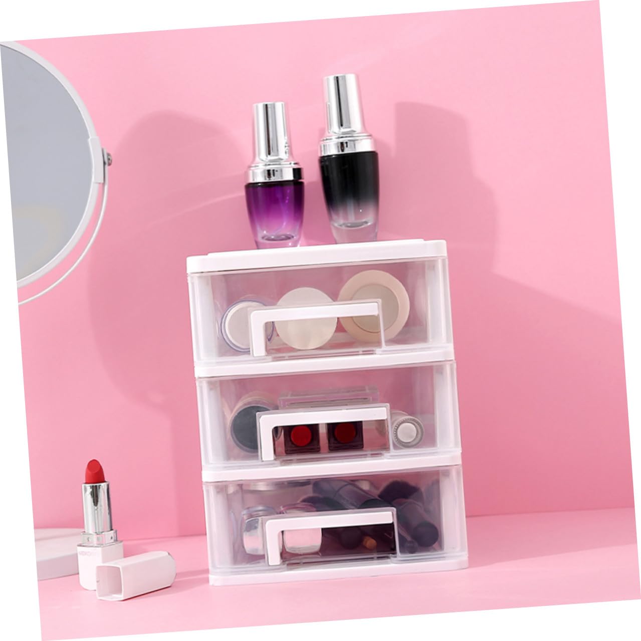 Cassetto Contenitore in Plastica Pp a 3 Strati Design Multifunzionale, Semplice e Raffinato, per Soggiorno e Studio, Organizer da Scrivania Pratico e Funzionale