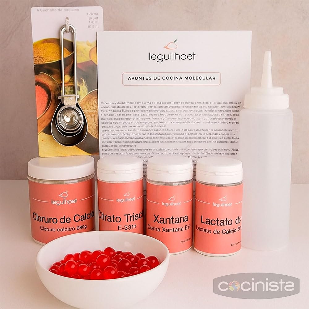 Cocinista Kit de Esferificación Mini para Cocina Molecular en Casa, esferificación Directa e inversa con alginato, lactato y Utensilios, CREA Caviar, Perlas y esferas líquidas para cócteles y postres