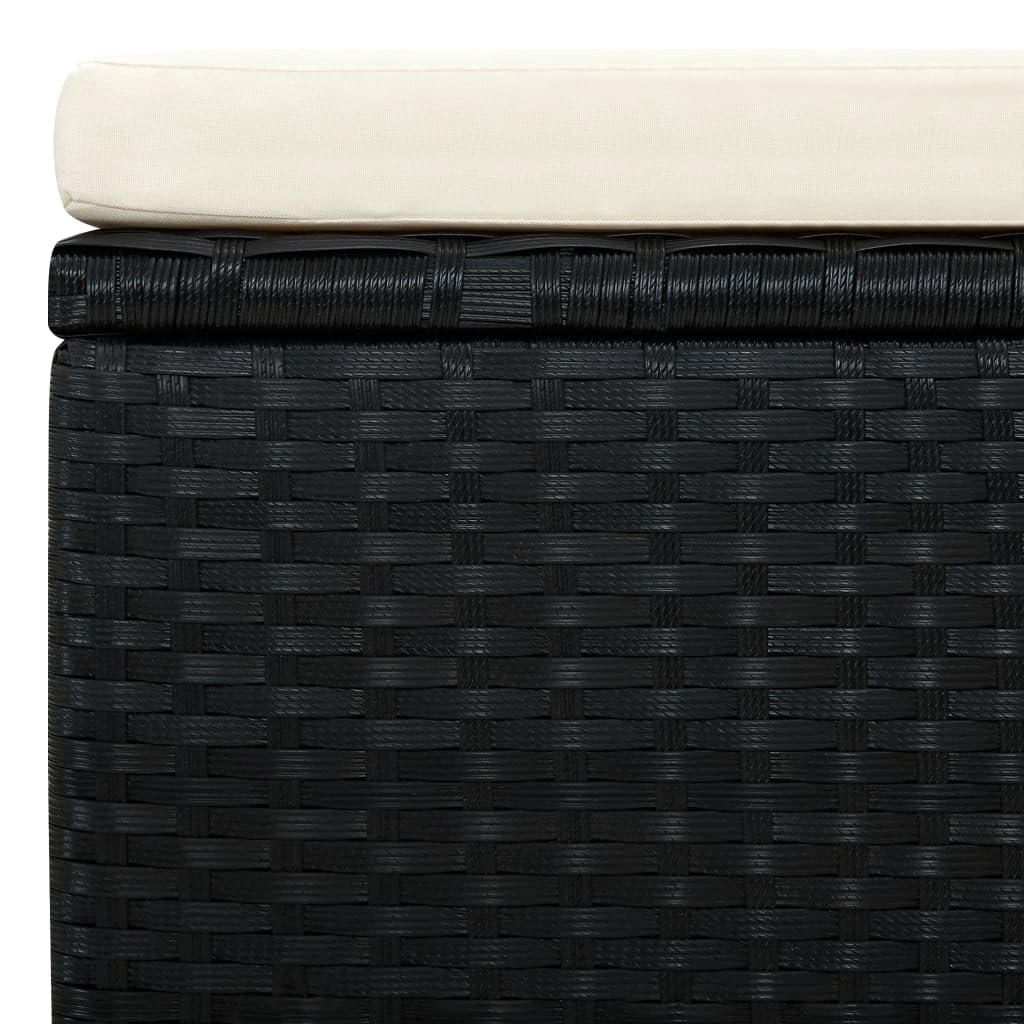 vidaXL Tabouret Repose-Pied Siège de Jardin Siège de Patio Terrasse Extérieur Arrière-Cour Résistant aux Intempéries Résine Tressée Noir