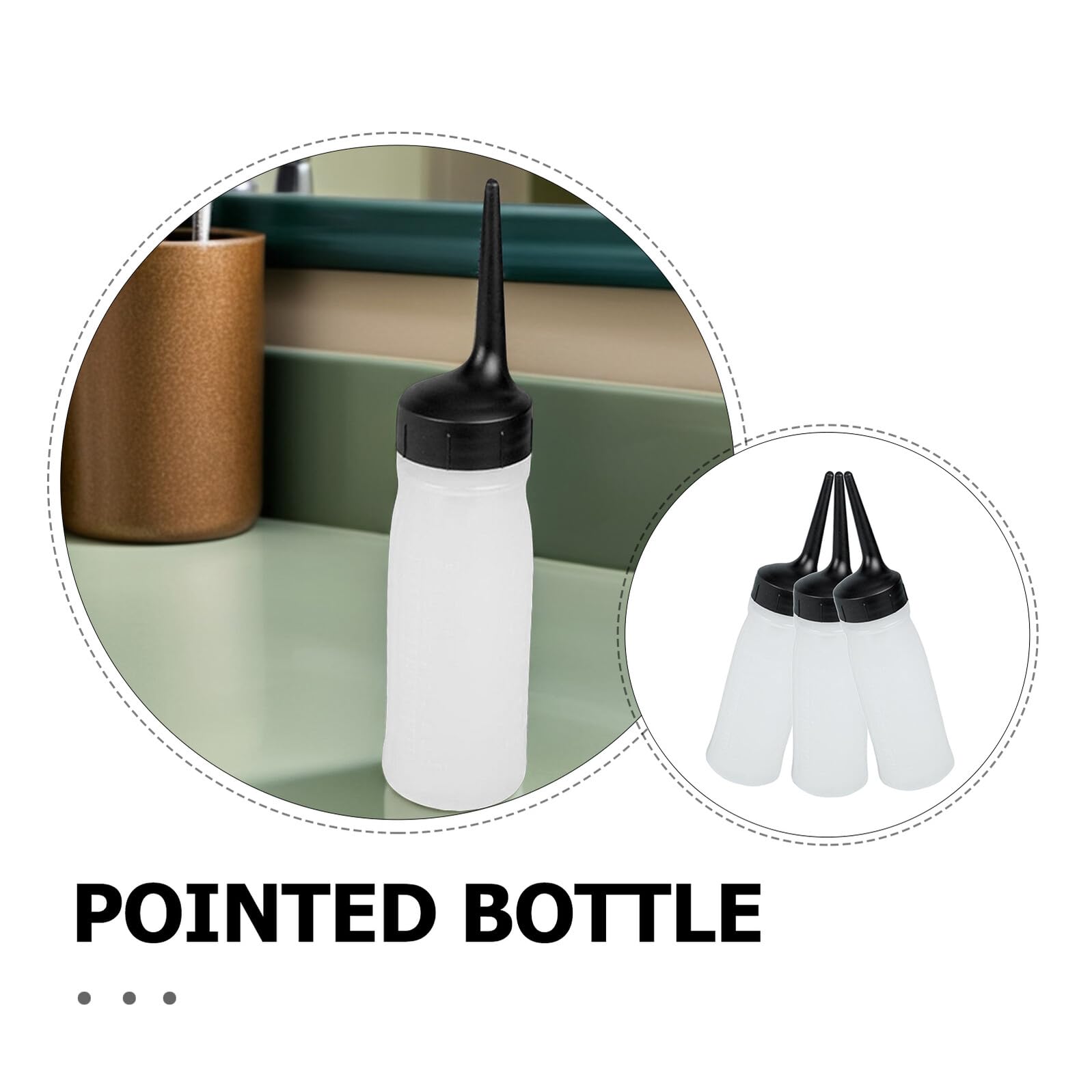 3piezas Botellas Aplicadoras De Tinte Cabello Recargables Punta Ángulo y Escala Graduada Exprimibles Para Salón y Tratamientos Profesionales De Peluquería