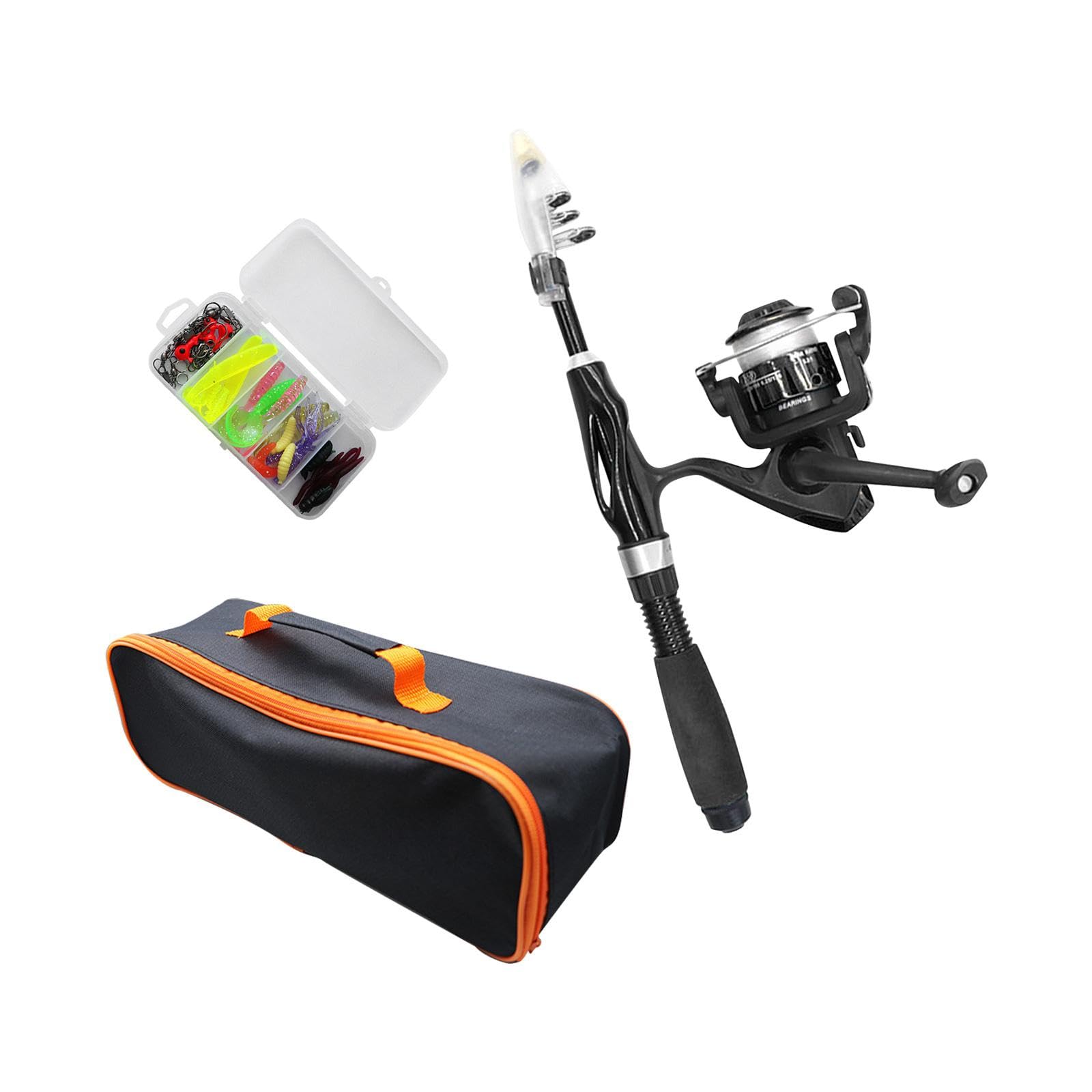 LOVIVER Ensemble Canne à Pêche Enfant Moulinet Télescopique Portable avec Boîte à Leurres Poignée Antidérapante Sac de Rangement pour Initiation Pêche Enfants