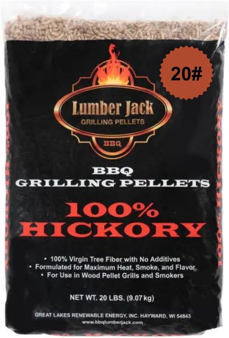 100% Hickory Lumber Jack BBQ Pellets (160)