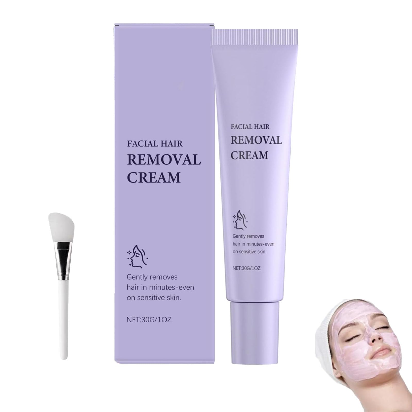 Hydrateology - Crema depilatoria facial suave e indolora para zonas sensibles de las mujeres, piel libre de vello en 5 minutos (talla única, 1 unidad)