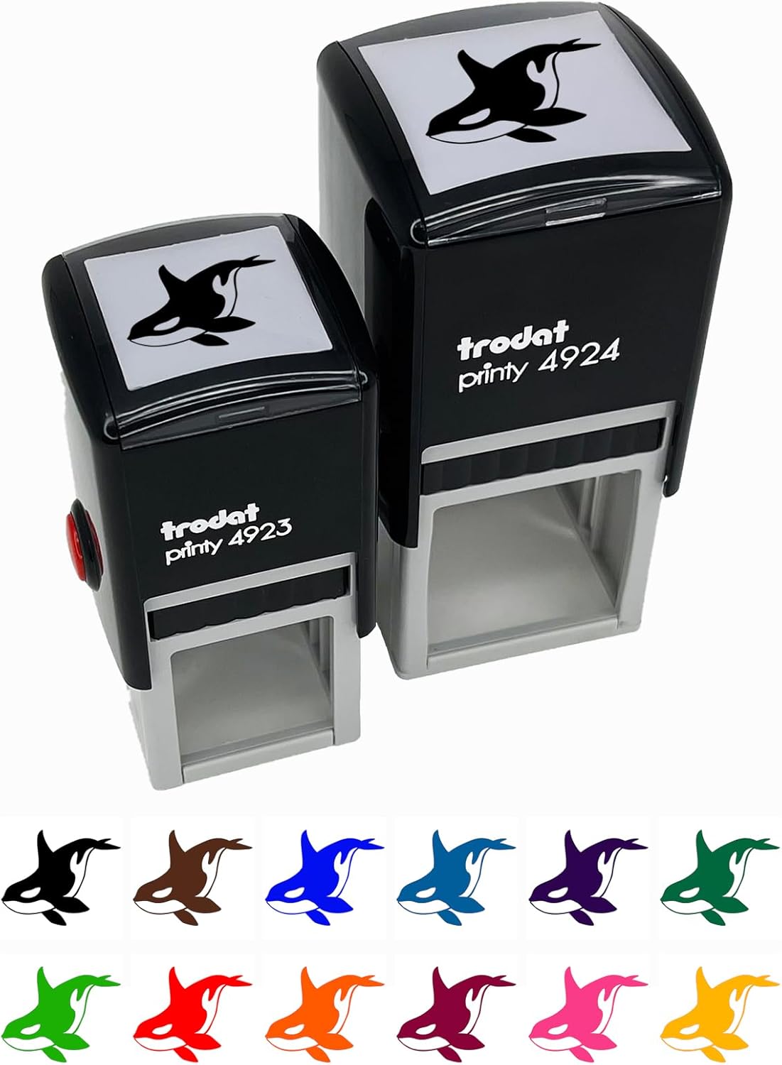 Majestic Orca Killer Whale Self-Inking Rubber Stamp Ink Stamper - 1-1/2 Inch Large - Black Ink
