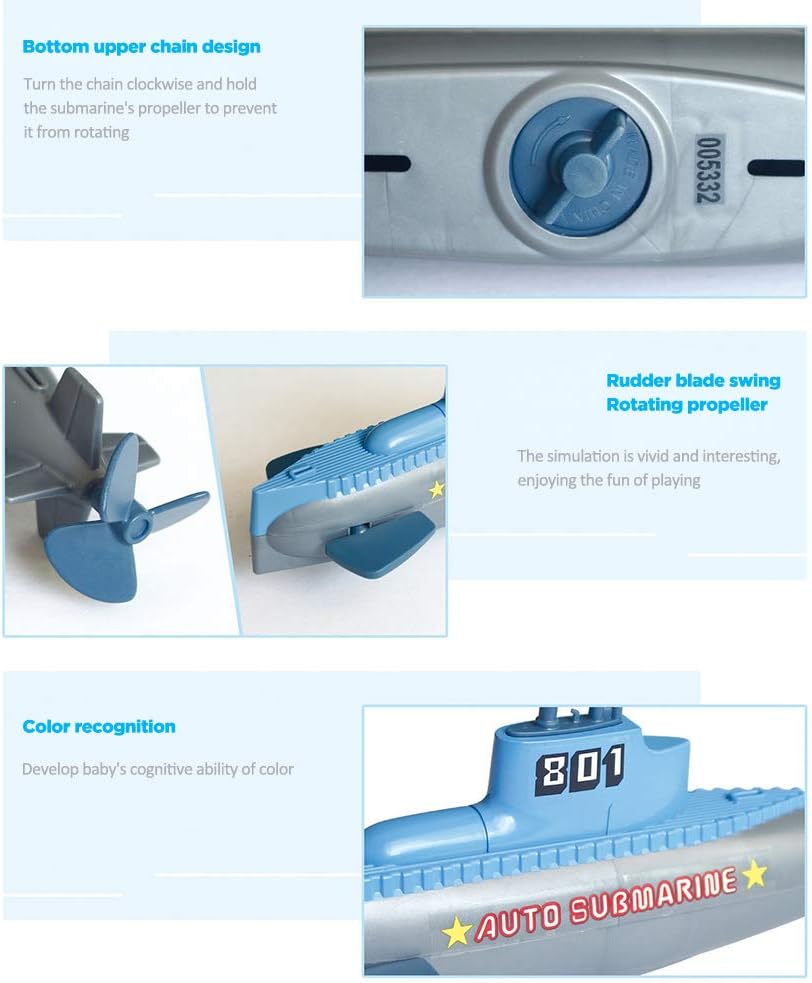 Children's Clock Movement Submarine Water Toy for Children Swimming Pool Bathroom Bath Shower Toy (Sky Blue)