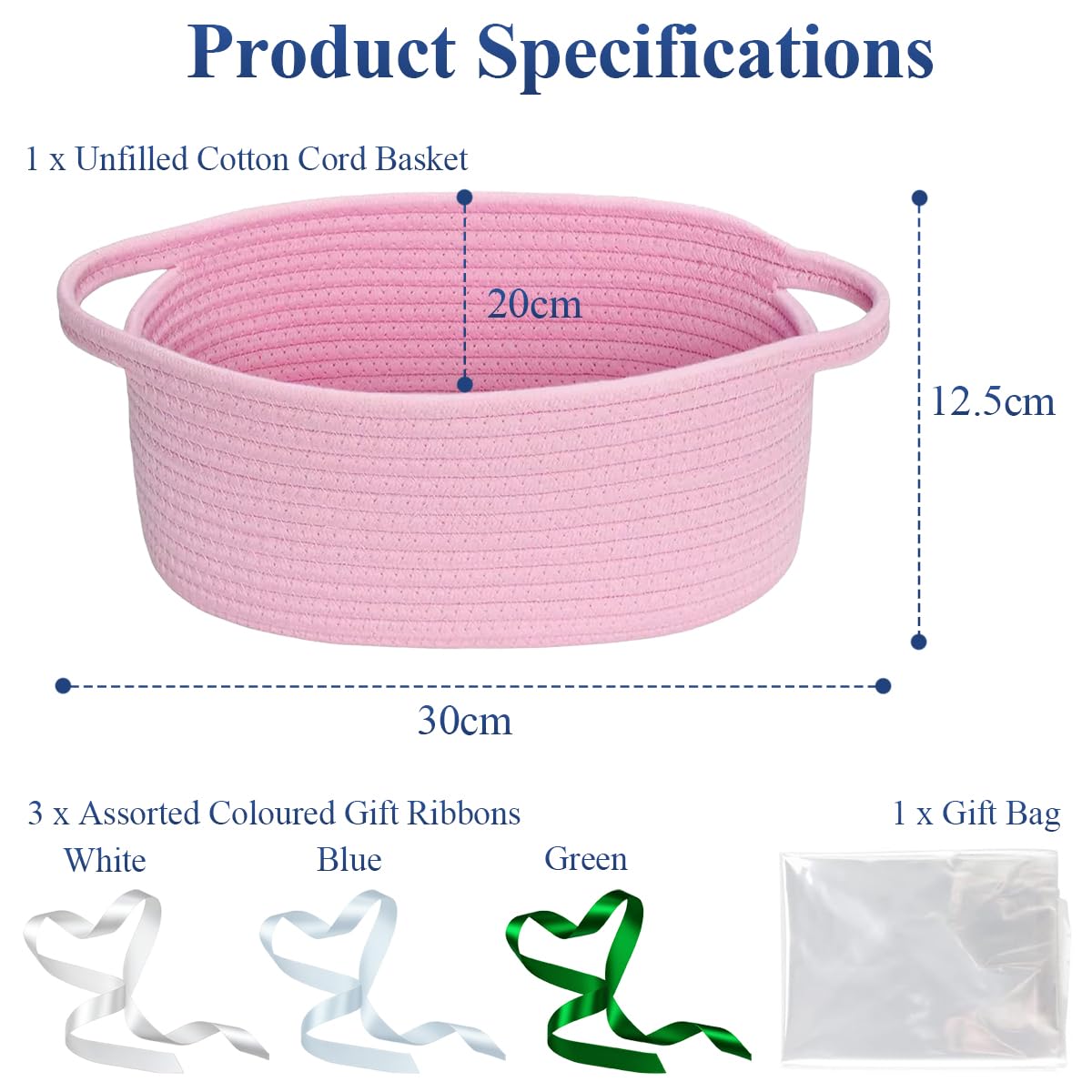 XianXiKaiTech Small Woven Basket with Gift Bags and Ribbons for Toy Storage Living Room - Image 2