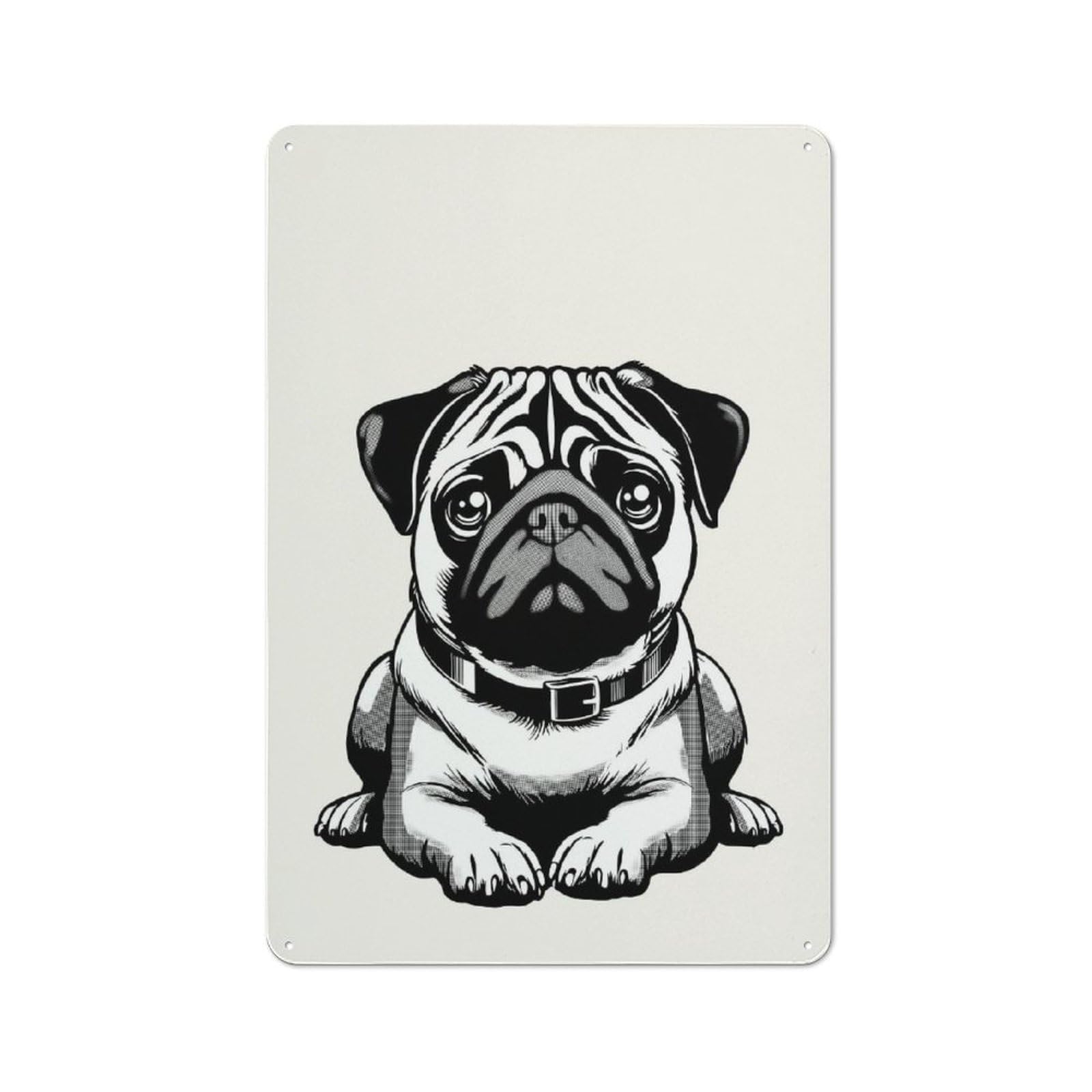 Junmoney Style-24 Metal Sign 30X20cm With Pug(2) For Hallway Wall, Retro Decor, Gift For Hallway Decor Lovers During The Christmas Season