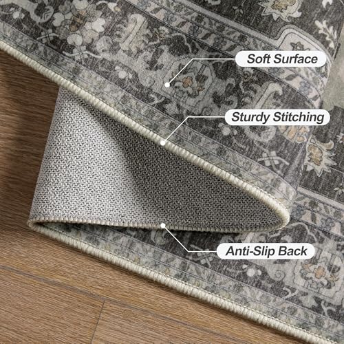 Image of Tangsoo 8x10 Washable Area Rugs for Living Room, Vintage Non Slip Large Rug