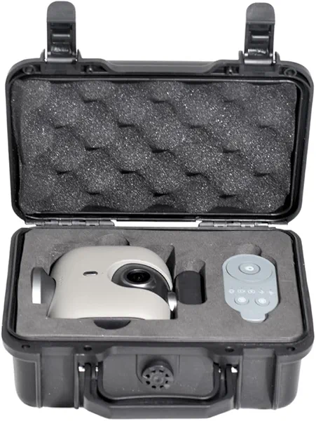 Portable Carrying Case for XbotGo, Durable PP Plastic with EVA Liner, Waterproof & Dustproof, Shockproof Design, Secure Lock & Ventilation System, Includes Mesh Pocket, Ideal for Storage & Travel