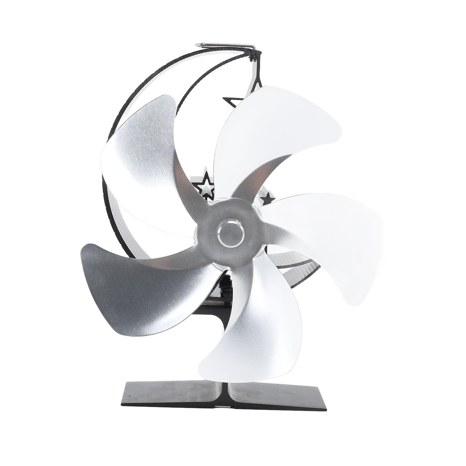 Hyuduo Ventilatore a Calore per Stufa a Legna, 5 Pale, Ultra Silenzioso, in Lega di Alluminio, per Campeggio, Pesca Sul Ghiaccio, Camino (SILVER)