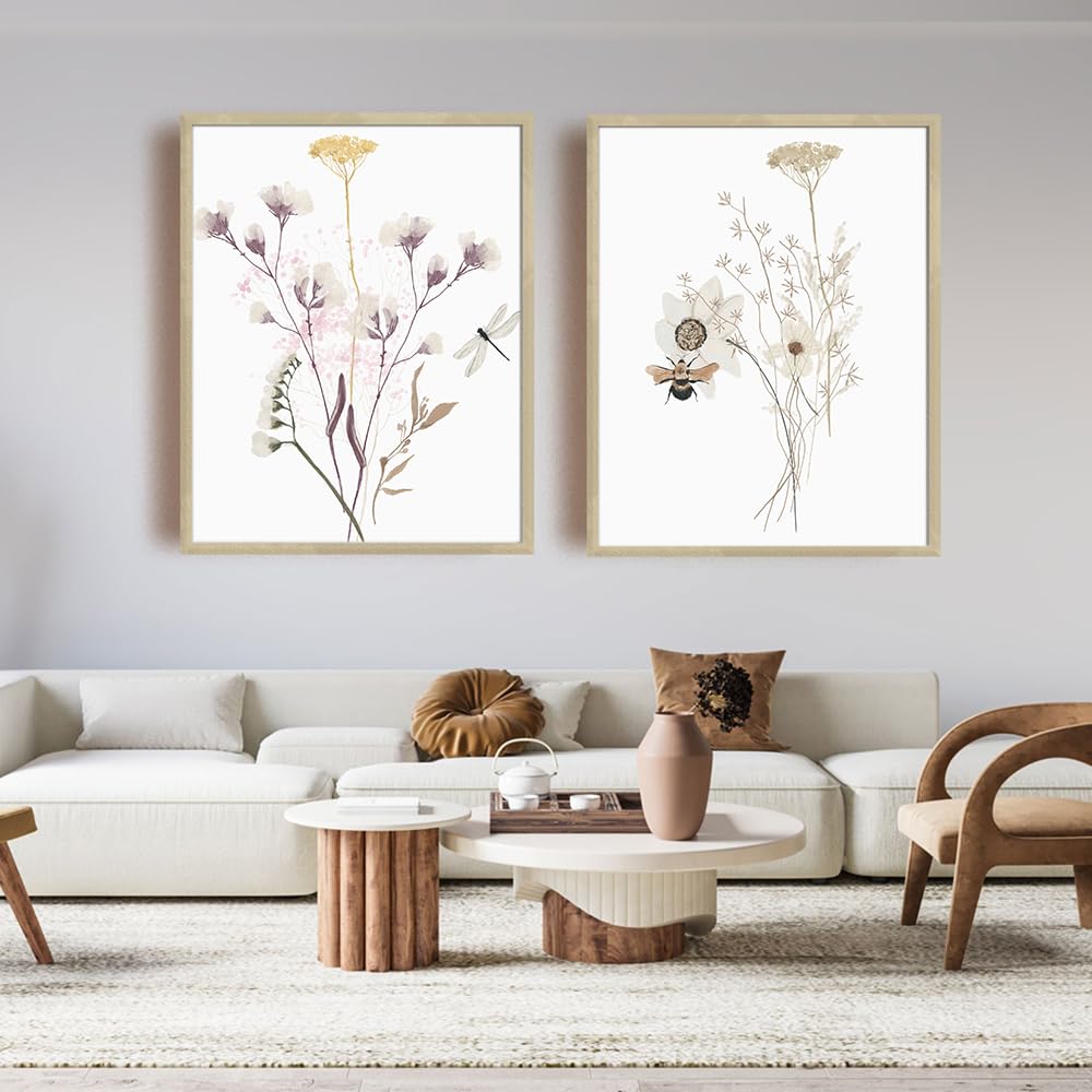 WUHBCZ Art Decor,Canvas Painting Abstract Flower Watercolor Plant Leaves Nordic Posters and Prints Wall Art Pictures Living Kitchen Room Home Decor-30 * 50cm*2PCS (No Frame)