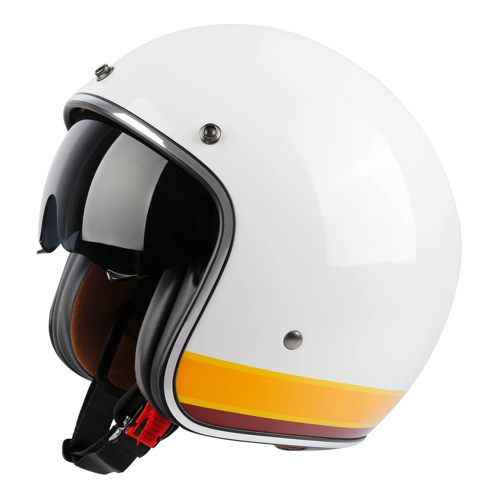 Buy TCMT Dot 3/4 Open Face Adult Helmet for Scooter Moped Cruiser Cafe ...