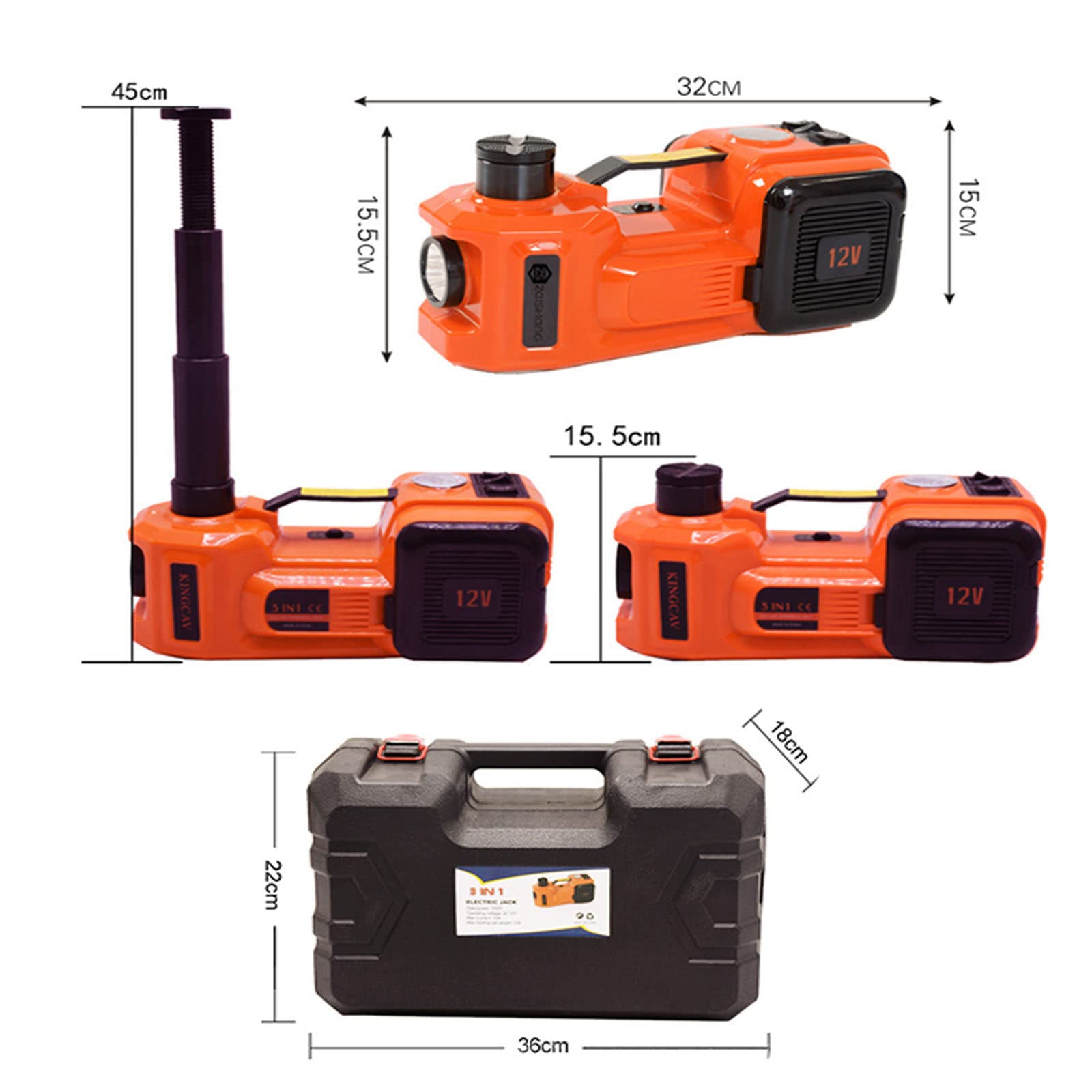 DYTWXG Cric Idraulico Elettrico per Auto, 5 TON 12V, Compatibile con Automobile e SUV, Jack per Auto con Kit Chiave Elettrica, Capacità di Peso 10000 Libbre, Altezza Regolabile da 6,1 a 17,7 Pollici