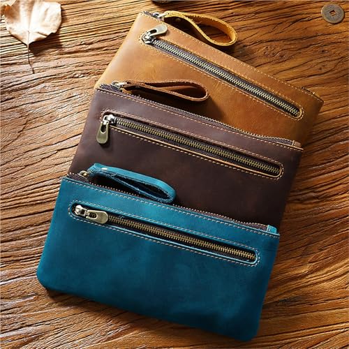 Retro Zipper Portable Simple Clutch Storage Bag Large Capacity Wallet(Green)3