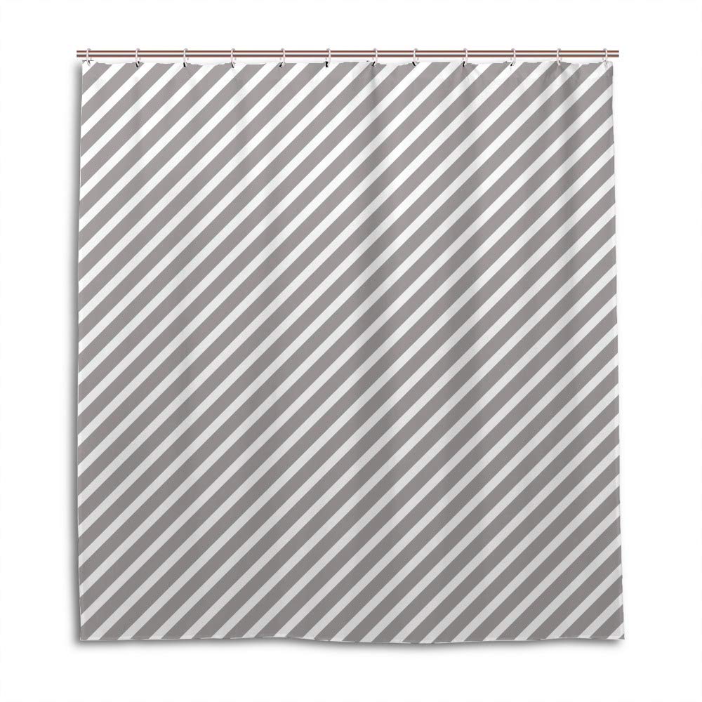 Rideau de douche de luxe en tissu gris texturé à rayures 180x180cm