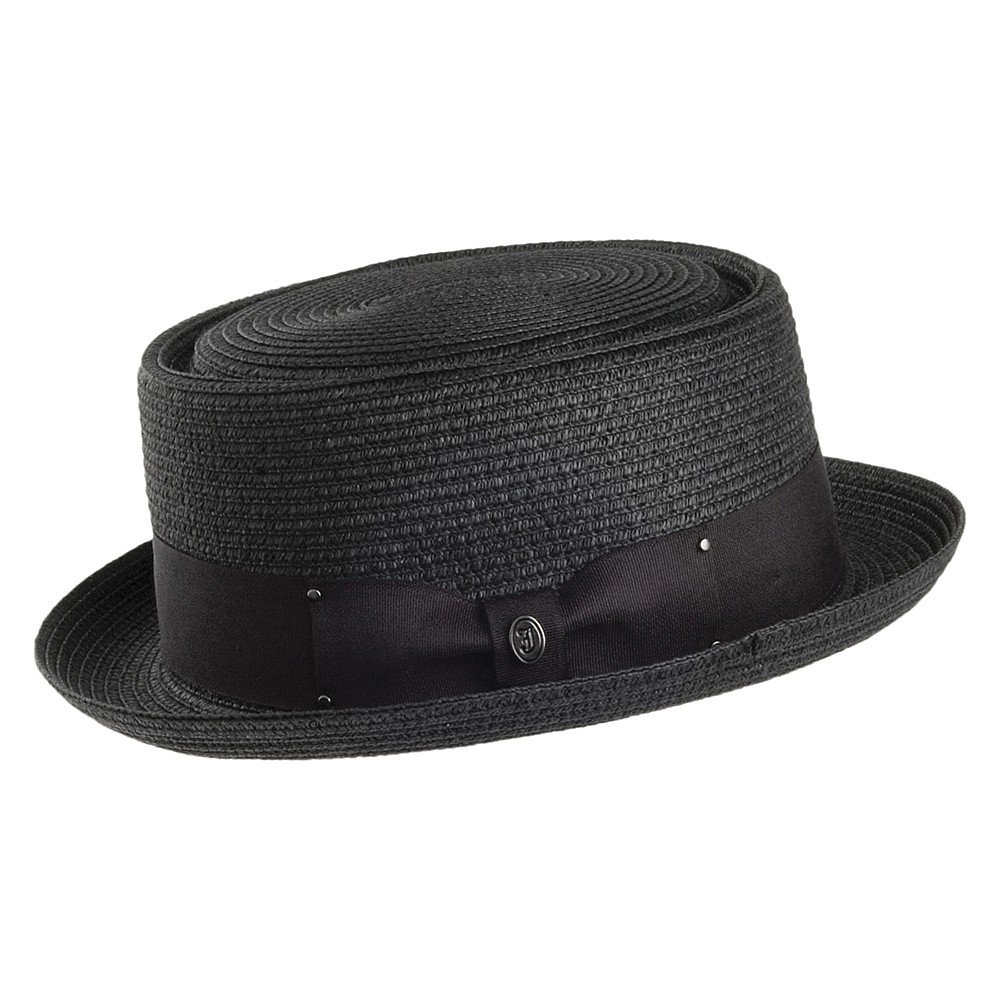 Jaxon & James Sombrero Pork Pie Trenzado de Paja Toyo Negro