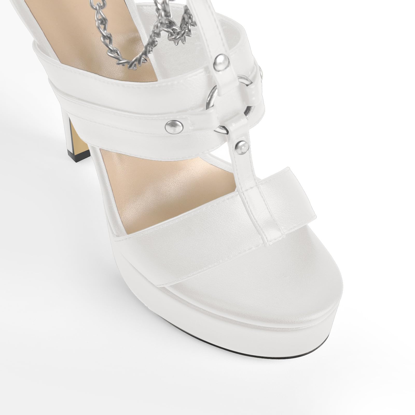 VERISSON Sandales à talons aiguilles à fermeture éclair et bout ouvert pour femme - Pour bal de fin d'année, soirée habillée