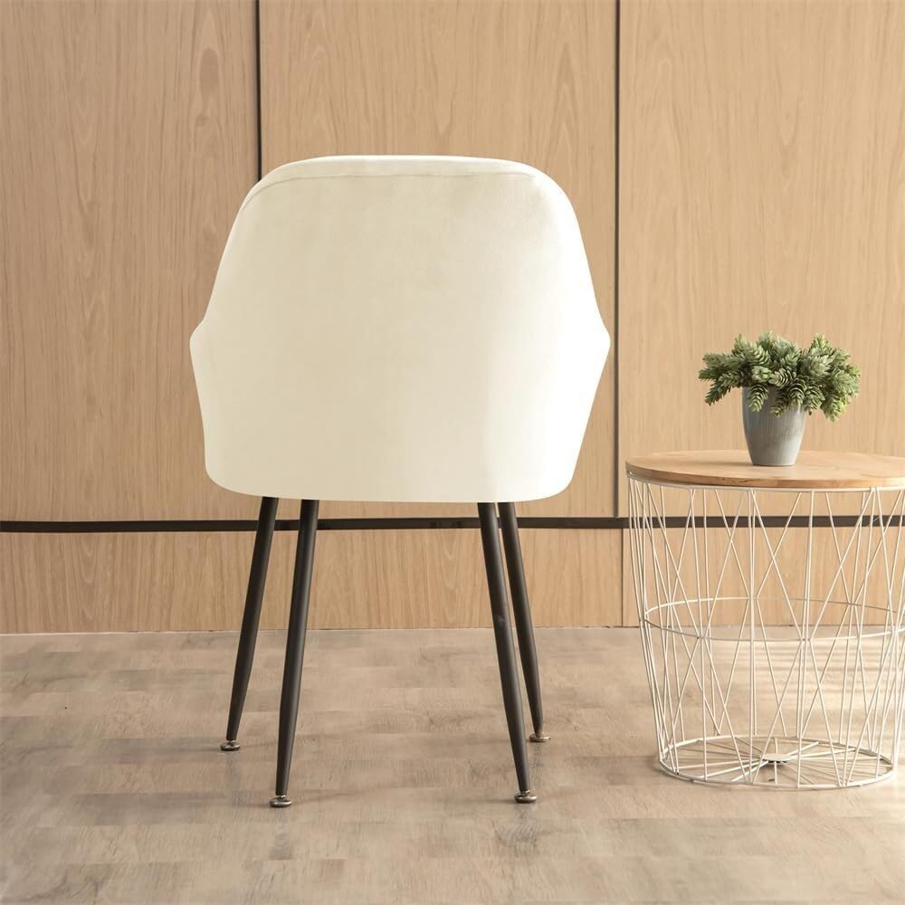 Fundas for sillas escandinavas, Juego de Fundas de Terciopelo for sillas de Comedor (6/4/2/1), Fundas elásticas for sillas de Comedor con reposabrazos y Respaldo.(Beige,4 pcs)