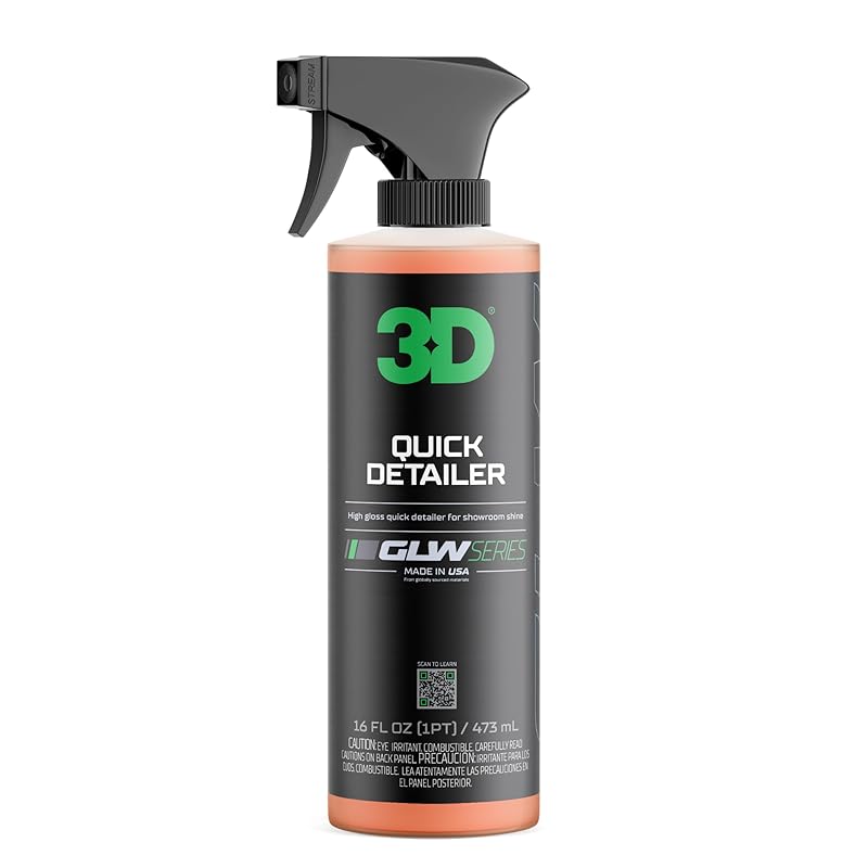 3D GLW Series Quick Detailer 16 oz - Spray On, Wipe Off Showroom Shine Detail Spray - Great for Light Dust, Fingerprints & Smudges - Safe on Paint, Wheels & Interior 16 Fl Oz (Pack of 1)