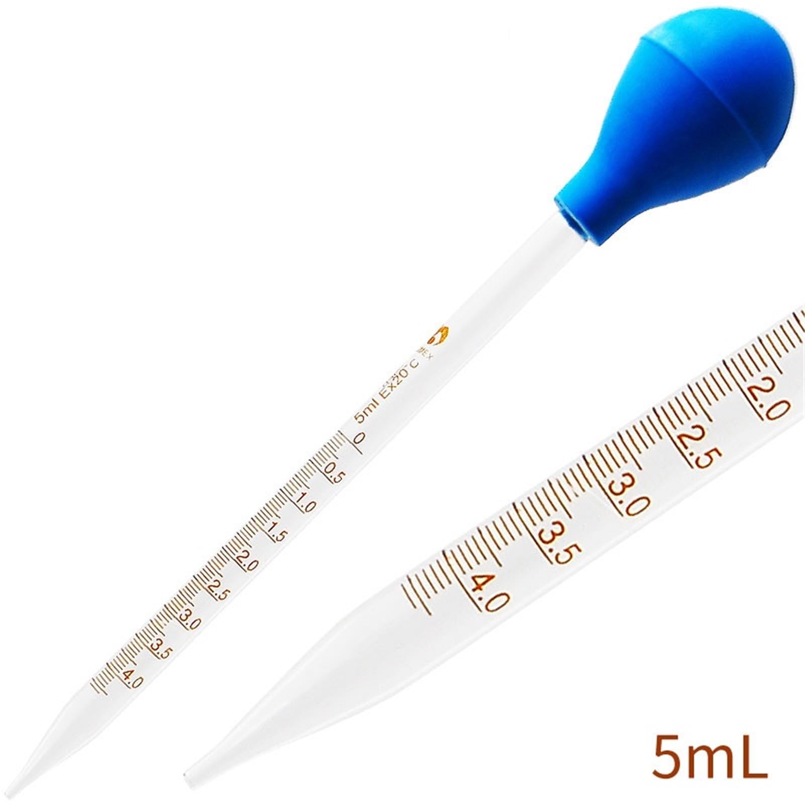 Pipetta graduata in vetro da 0,5-10 ml con bulbo in gomma Pipetta Pasteur da laboratorio con tappo Pipetta di misurazione da laboratorio(10mL 60 pieces)