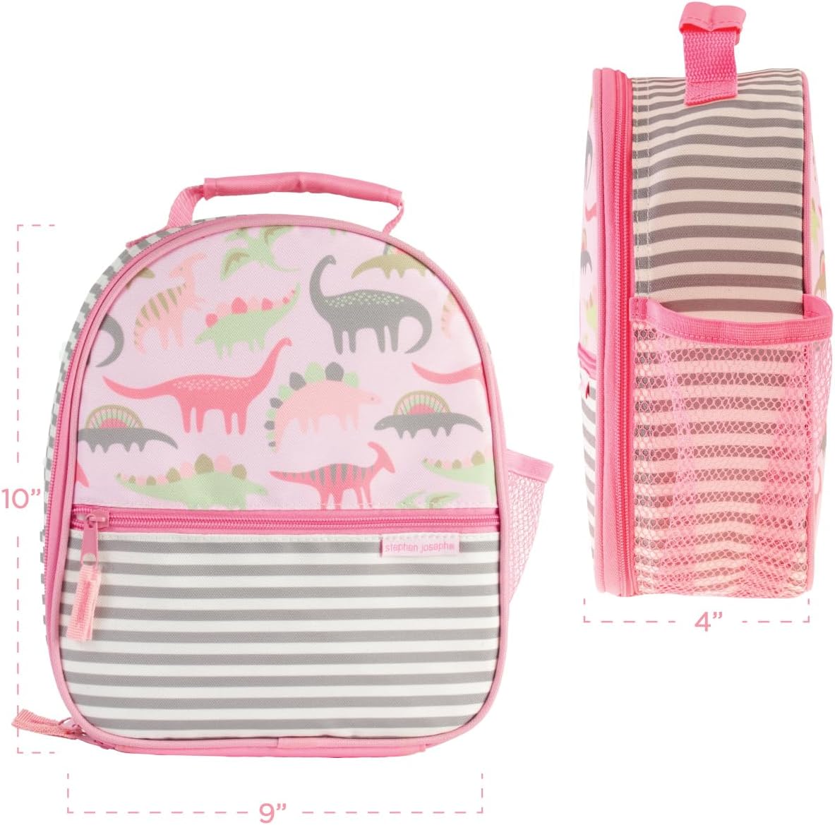 Stephen Joseph All Over Print Lunch Box, Pink Dino - Image 3