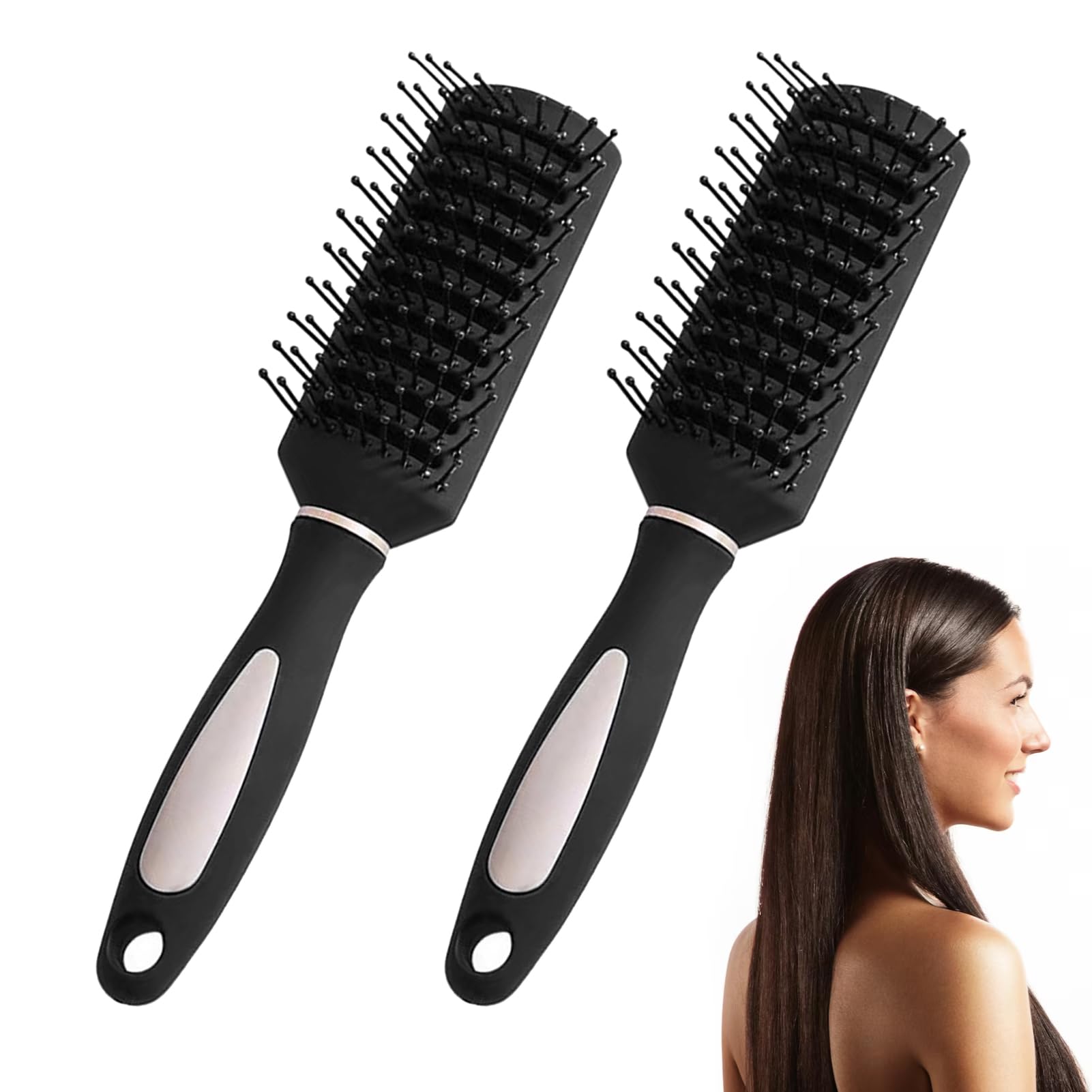 Vent Hair Brush, 2-Pack Hair Styling Brush Set for Women Gentle Detangling & Heatless Curls