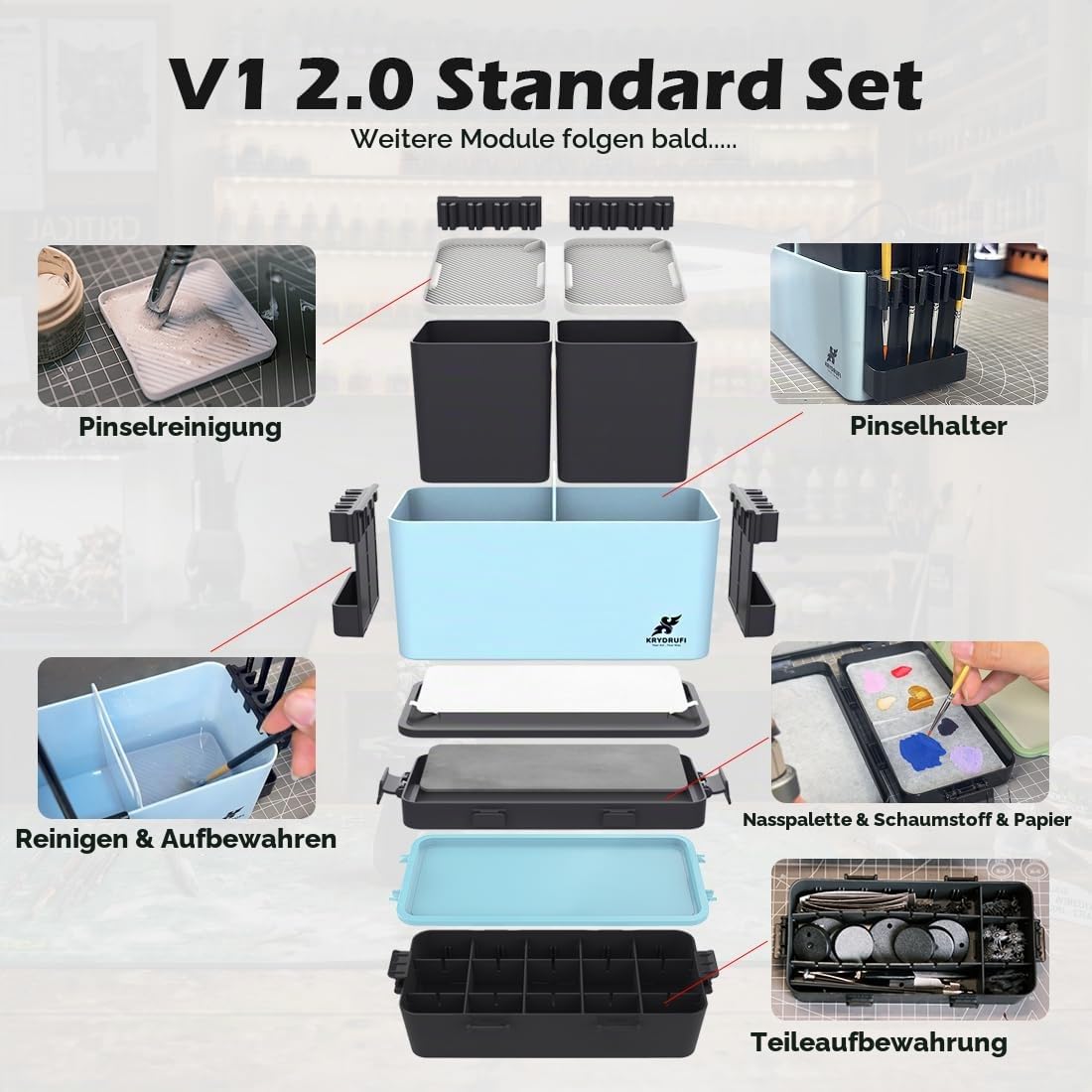 V1 2.0 Tragbare modulare Malstation für Miniaturen