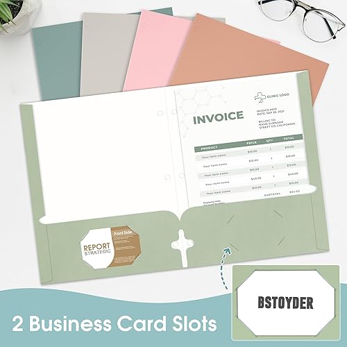 Miniatura 4 de Carpetas pastel con bolsillos, carpetas de 2 bolsillos a granel (paquete de 120 unidades, colores surtidos), 3 agujeros perforados con ranura para