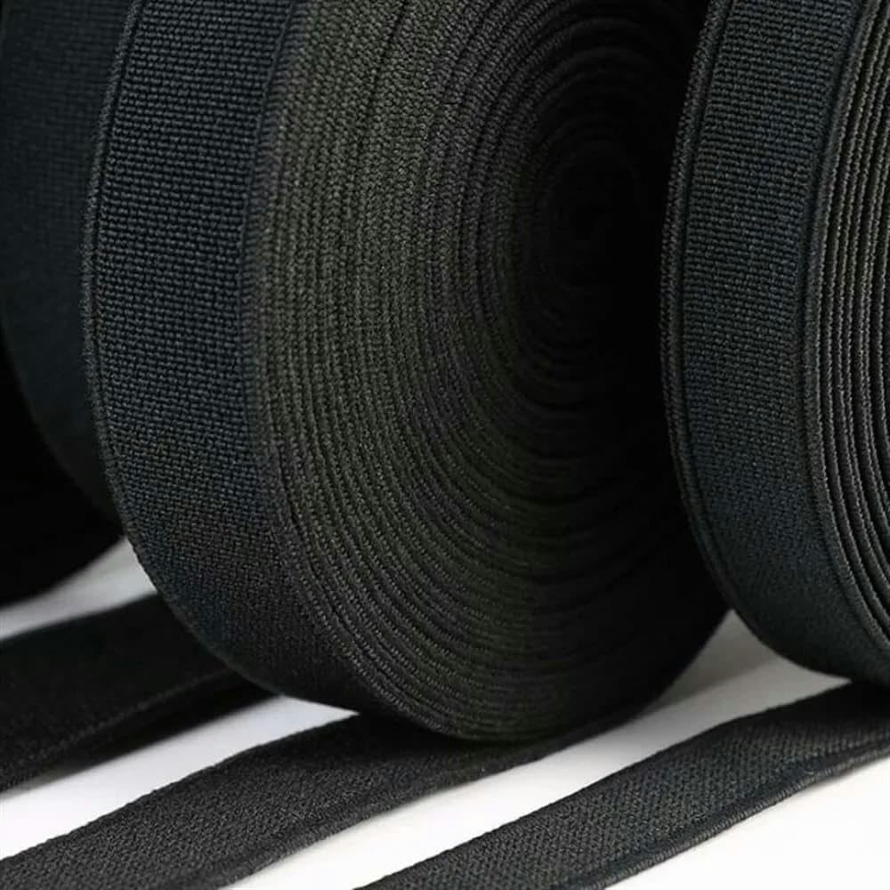 Banda elástica de nailon para costura en y negro para accesorios de prendas, bolsos, ancho 15 mm, 20 mm, 25 mm, 30 mm, 35 mm, 40 mm, 45 mm, 50 mm, negro, 40 mm, 36 metros