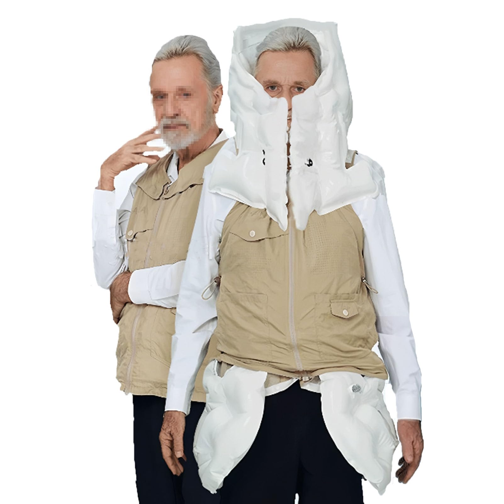 Chaleco AnticaíDas Inteligente con Airbag para Ancianos, Ropa AnticaíDas Inteligente con ProteccióN Integral De 320°, para Uso En Exteriores Khaki-3XL