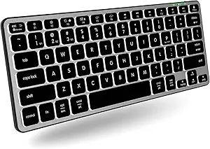 Macally Multi Device Backlit Mac Bluetooth Keyboard - Great for Saving Space - Rechargeable Small Wireless Keyboard for MacBook Pro/Air, iMac, Mac Pro/Mini - 78 Key Compact Keyboard (White LEDs)