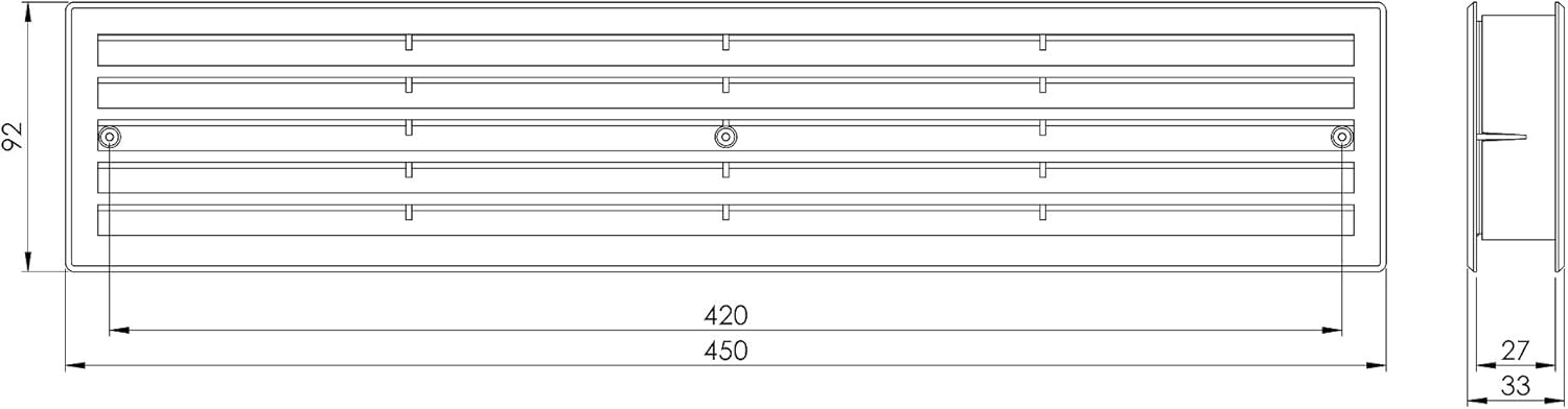 LIRAST 450x92mm Door Vents for Interior Doors Two Sided, 17.7x3.6 inch White Interior Vent Cover with Screws - Image 3