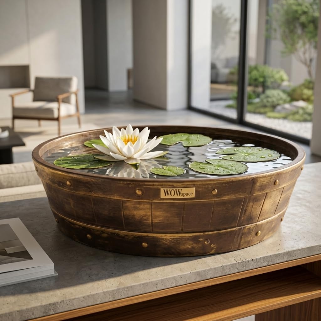 Barillo Lotus Planter – FRP Vintage Barrel Style Water & Decorative Planter, Rustic Wooden Look Wide Bowl Pot for Lotus, Water Plants, Succulents & Indoor Outdoor Décor-image-35