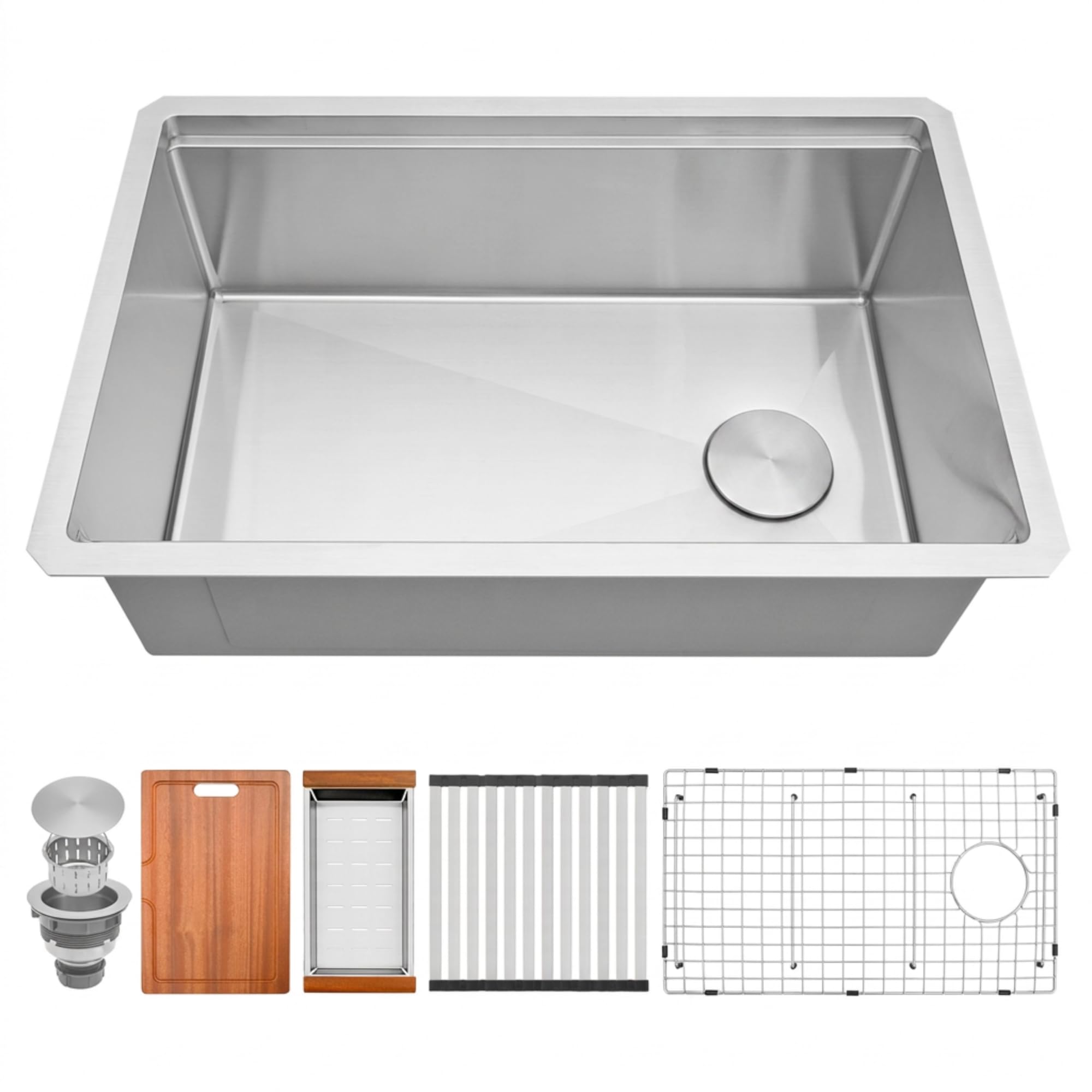 31" X 18" Undermount Kitchen Sink Offset Drain with Workstation
