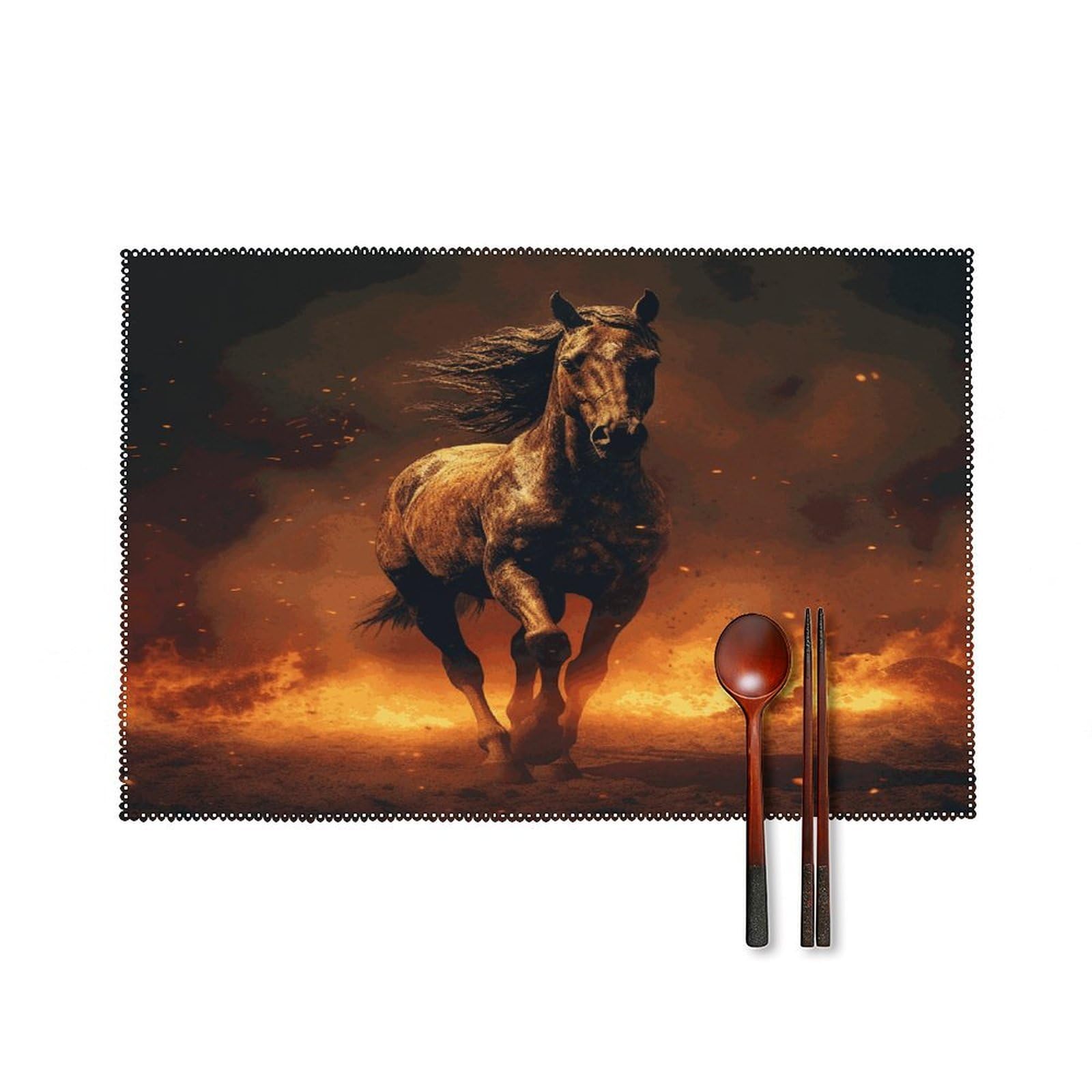 Fodpand Style Flame Horse Placemats Set Of 4 Place Mats Table Mats